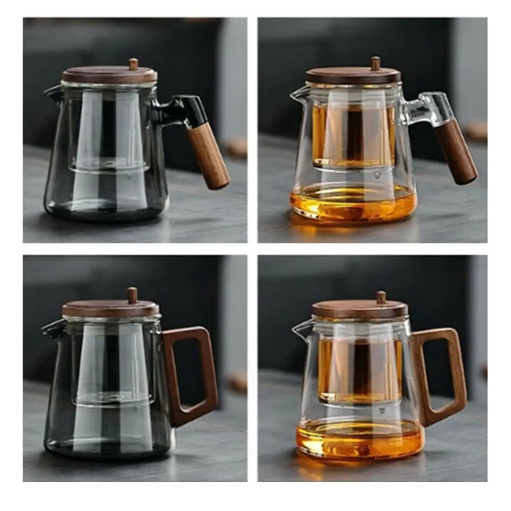 Creative Tea separation Glass Teapot 650ML Heat Resistant Lazy Kungfu Drip Teapot Transparent Press Control
