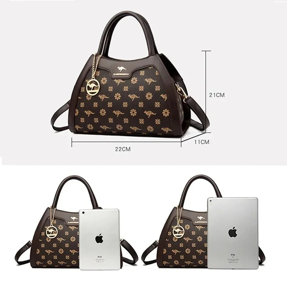 Luxury Handbag Fashion Print Large Capacity Soft Leather Women Shoulder Crossbody Bag Leisure Designer Ladies Purses and Handbag