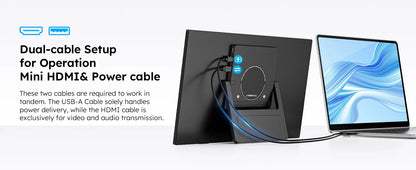 15.6" Portable Monitor with Foldable Magnetic Stand & Case FHD 1080P IPS Screen Extender for Laptop Mac Phone Xbox Work Travel