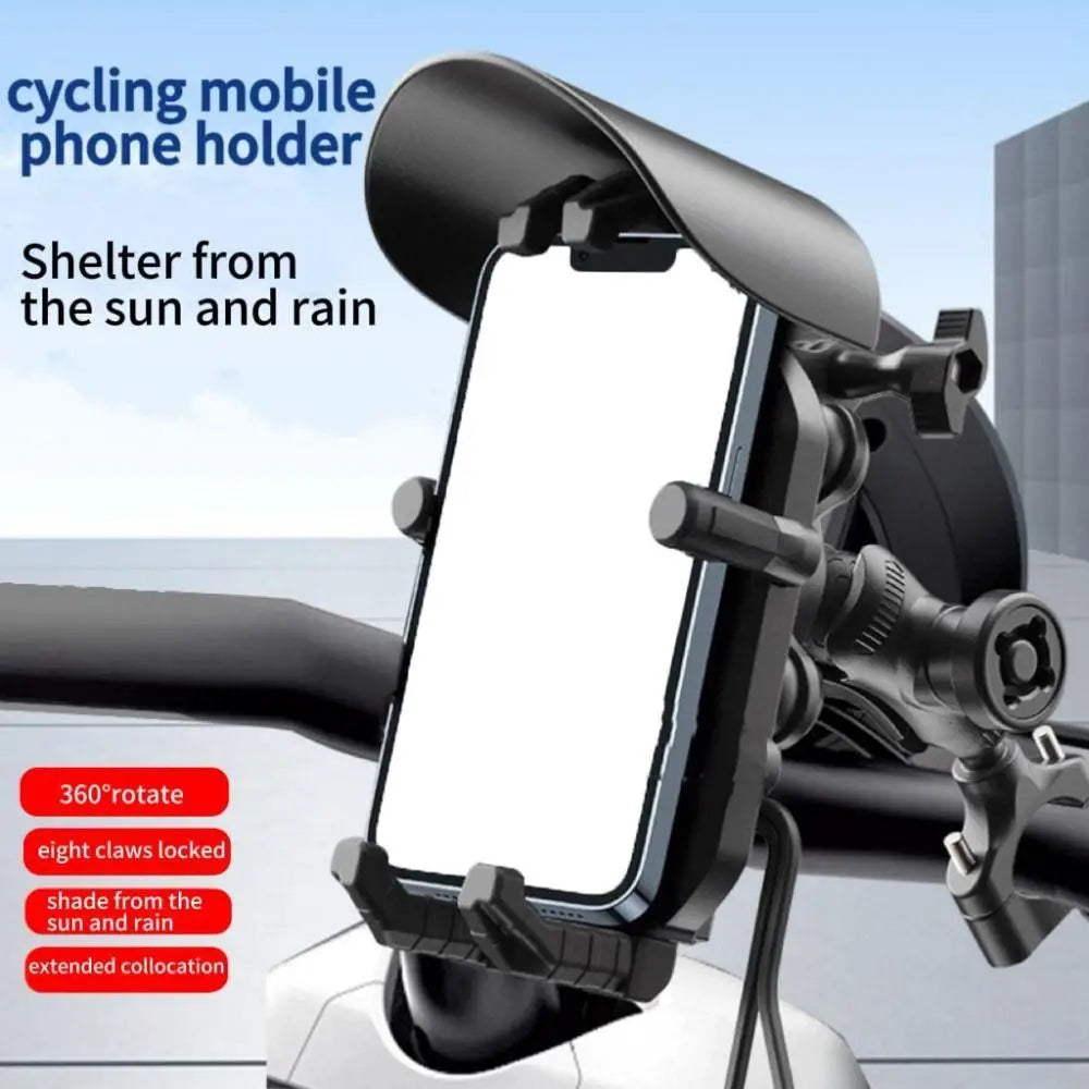 1Pc 360 Rotation Motorcycle Phone Holder Anti Vibration Sunshade Bicycle Phone Mount Anti-Fall Adjustable Bike Cellphone Support