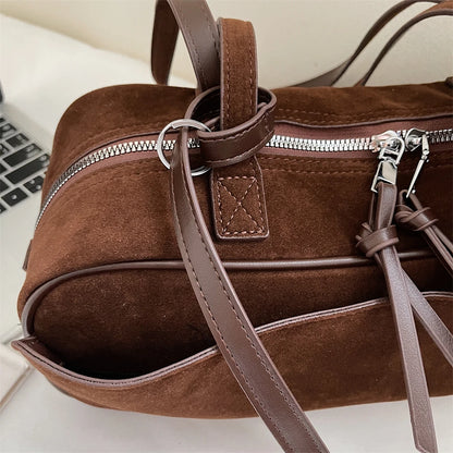 MOODS 2025 Autumn Latest Commute Shoulder Bags For Women PU Suede Pure Color Large Capacity Boston Bag Luxury Designer Handbags