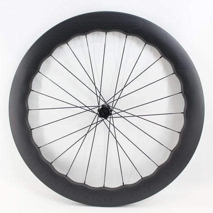 New 700C 65mm wave Road Bike UD Full Carbon Fibre Bicycle Thru Axle Center lock Disc brake Wheelset clincher tubeless rims 25mm