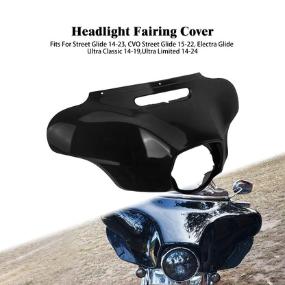 Motorcycle Front Headlight Fairing With LED Light Batwing Outer Cowl Cover For Harley Touring Street Electra Glide Ultra 2014-24