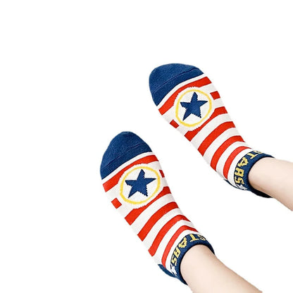 5 Pairs Spiderman Children Socks Anime Kids Boys Short Sock Kawaii Child Cartoon Baby Summer Spring Boat Socks Kids Gift 1-12Y