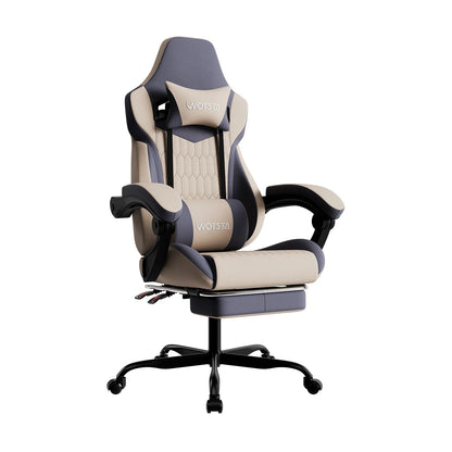 WOTSTA Gaming Chair with Footrest Gaming Chairs PVC Leather Ergonomic Gamer Chair with Adjustable Headrest Lumbar Support