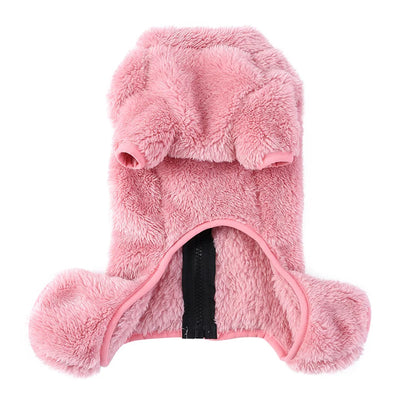 Soft Fleece Dog Clothes Winter Four Legs Covered Plush Pet Coat D-Ring Zipper Puppy Jacket Autumn Overall For Small Middle Dog