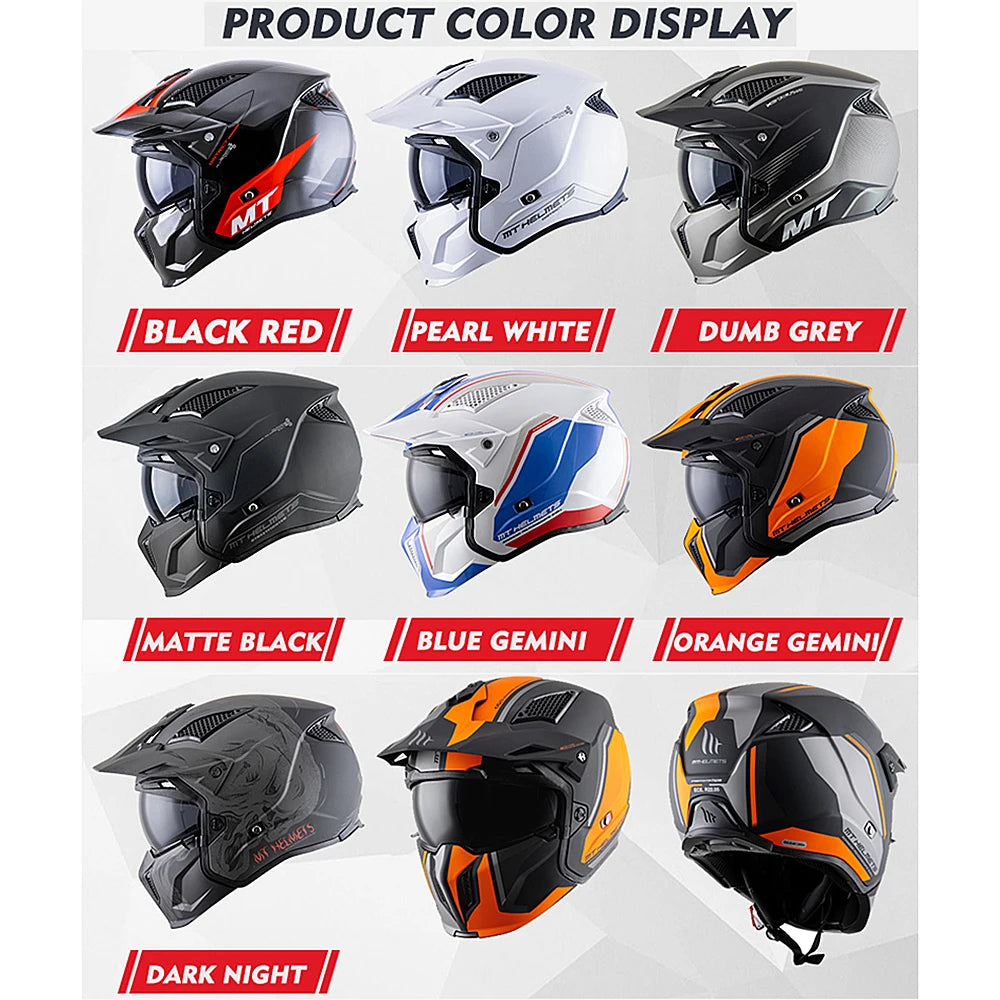 MT New Full Face Helmet Motorcycle Helmets Modular High Quality DOT ECE Approved Personality Off Road Moto Helmets Fashion