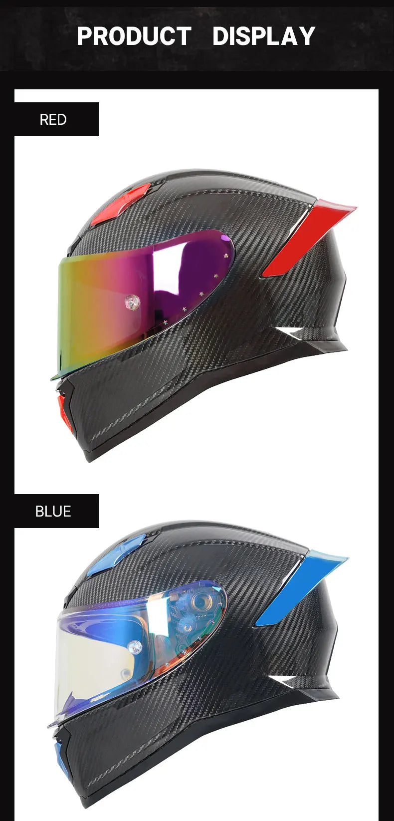 All-New Carbon Hybrid Retro High Quality Full Face Motorcycle Helmet Anti-Fog Visor Stabile Zero Glare Reduce Pressure Points
