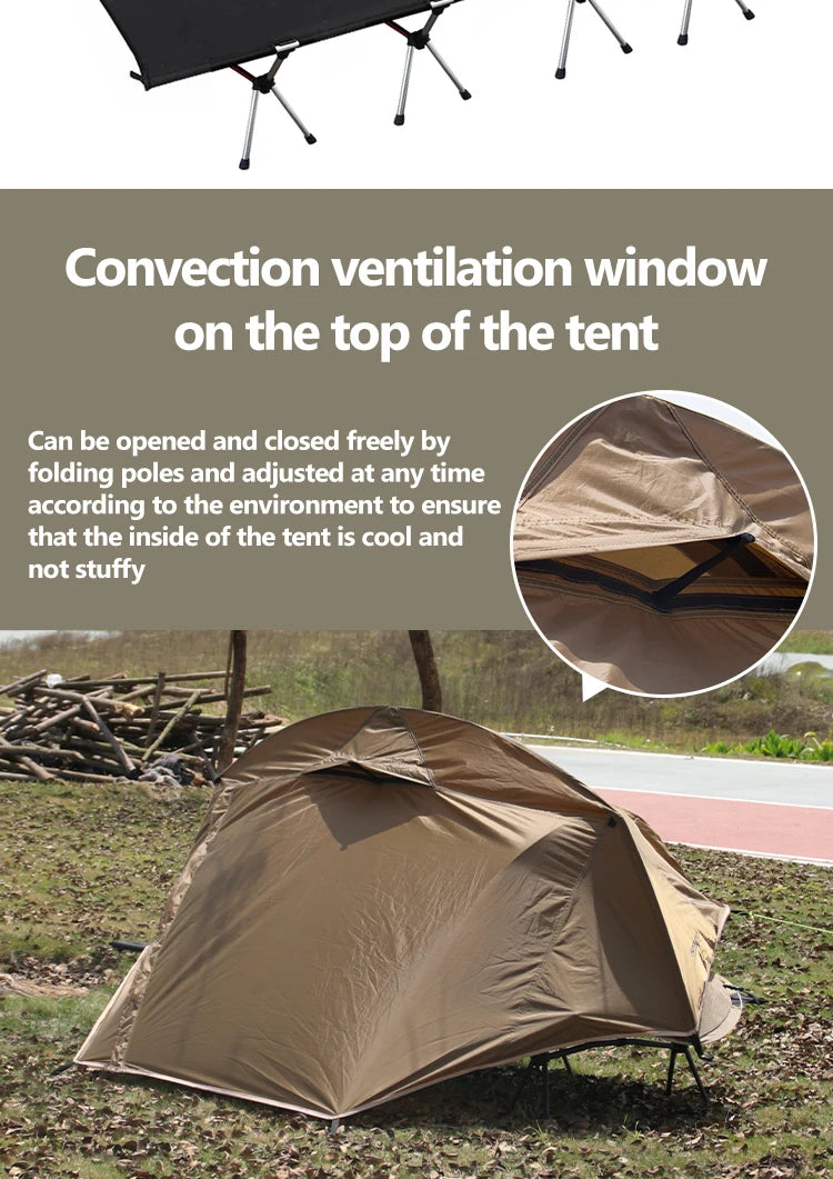 Lightweight Camping Camp bed Tent 1-2 Person Waterproof Sunproof Quick Setup 210D Oxford Backpacking Tent for Hiking Outdoor