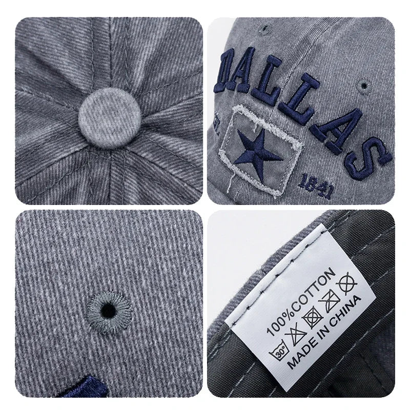 4 Colors Unisex DALLAS 3D Embroidered Baseball Cap Snapback caps Sun hats Dad hats