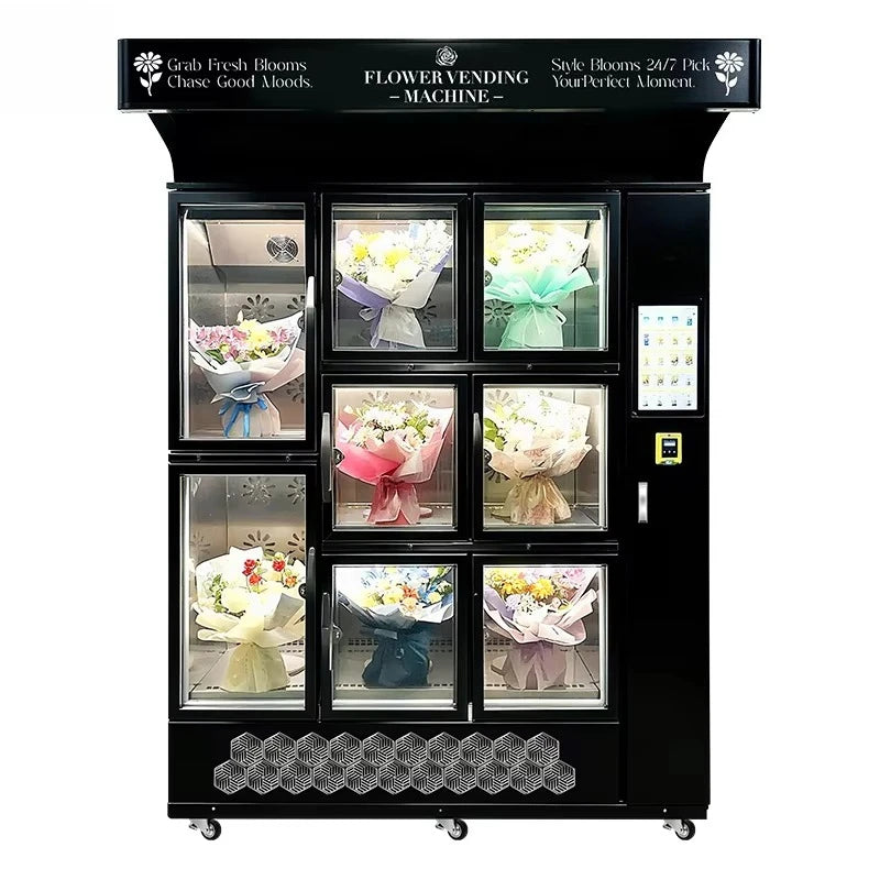 Customized Refrigerator Flower Vending Machine 24 hour Self service Fresh Rose Bouquets Flower Shop Office Building Supply