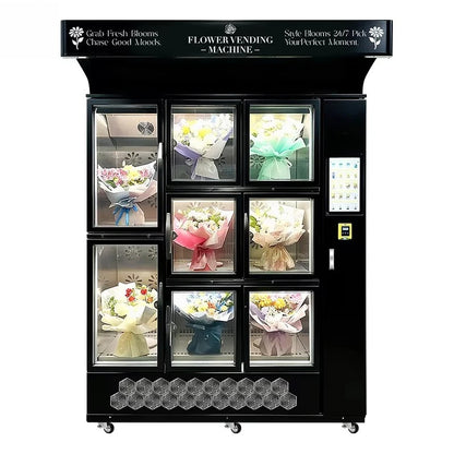 Customized Refrigerator Flower Vending Machine 24 hour Self service Fresh Rose Bouquets Flower Shop Office Building Supply