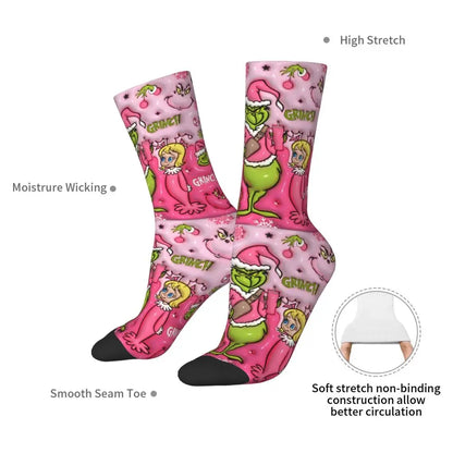 Cartoon Grinchh Xmas Socks Men's Women's Funny Happy Christmas Socks Hip Hop Spring Summer Autumn Winter Socks Gift
