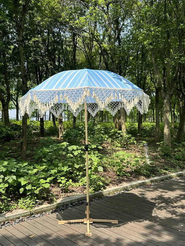 Elegant and minimalist outdoor slanted tassel umbrella, beach camping sun shading garden courtyard leisure umbrella