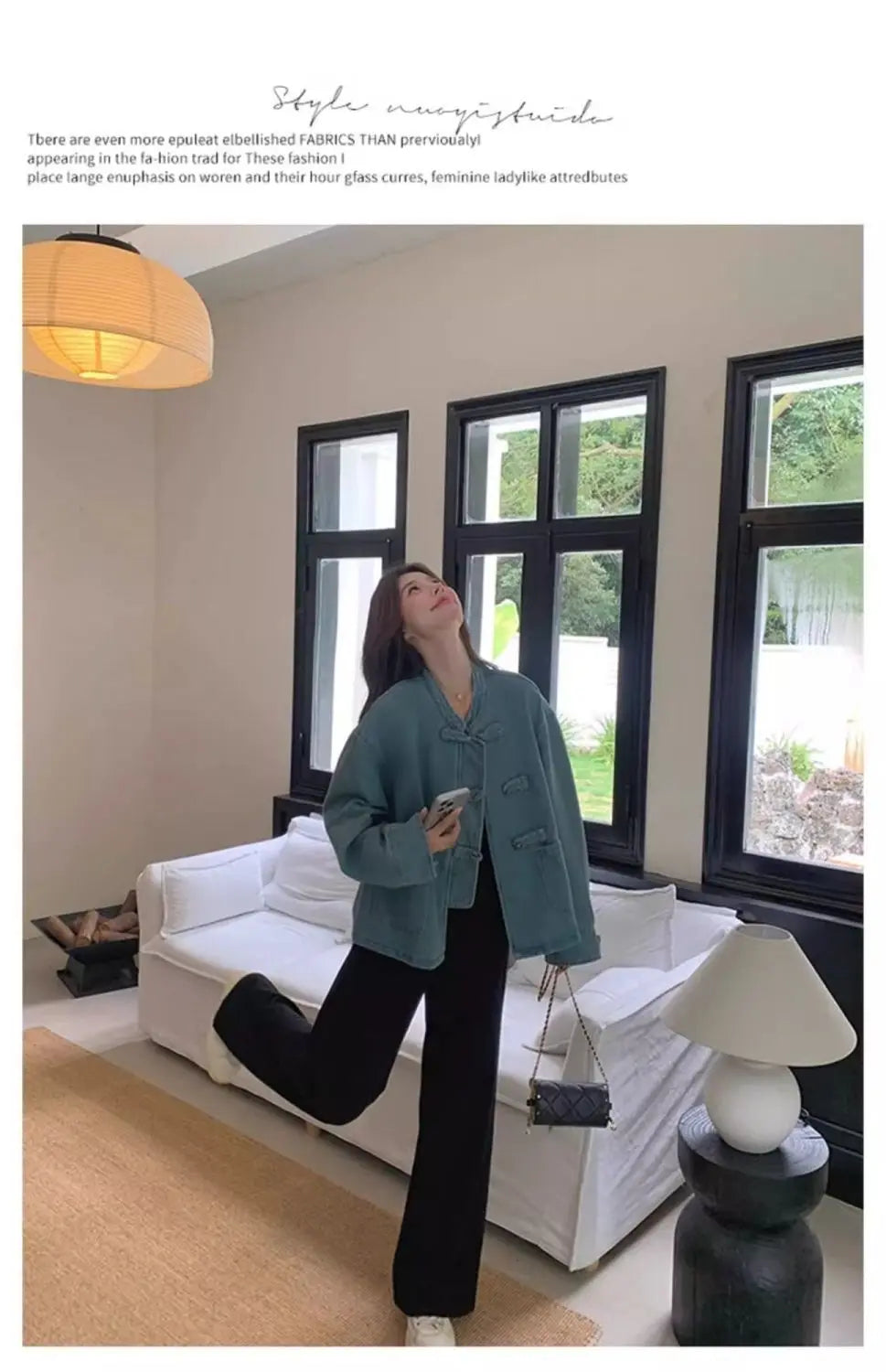 Women Clothing Autumn Fashion Simplicity All-match Temperament Button Solid Color O-neck Female Chinese Style Denim Jacket Tops
