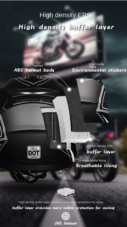 ORZ Motorcycle Helmet Half Face Double Lens Moto Four Seasons Men Women Street Fashion Helmet Capacete De Moto Safety