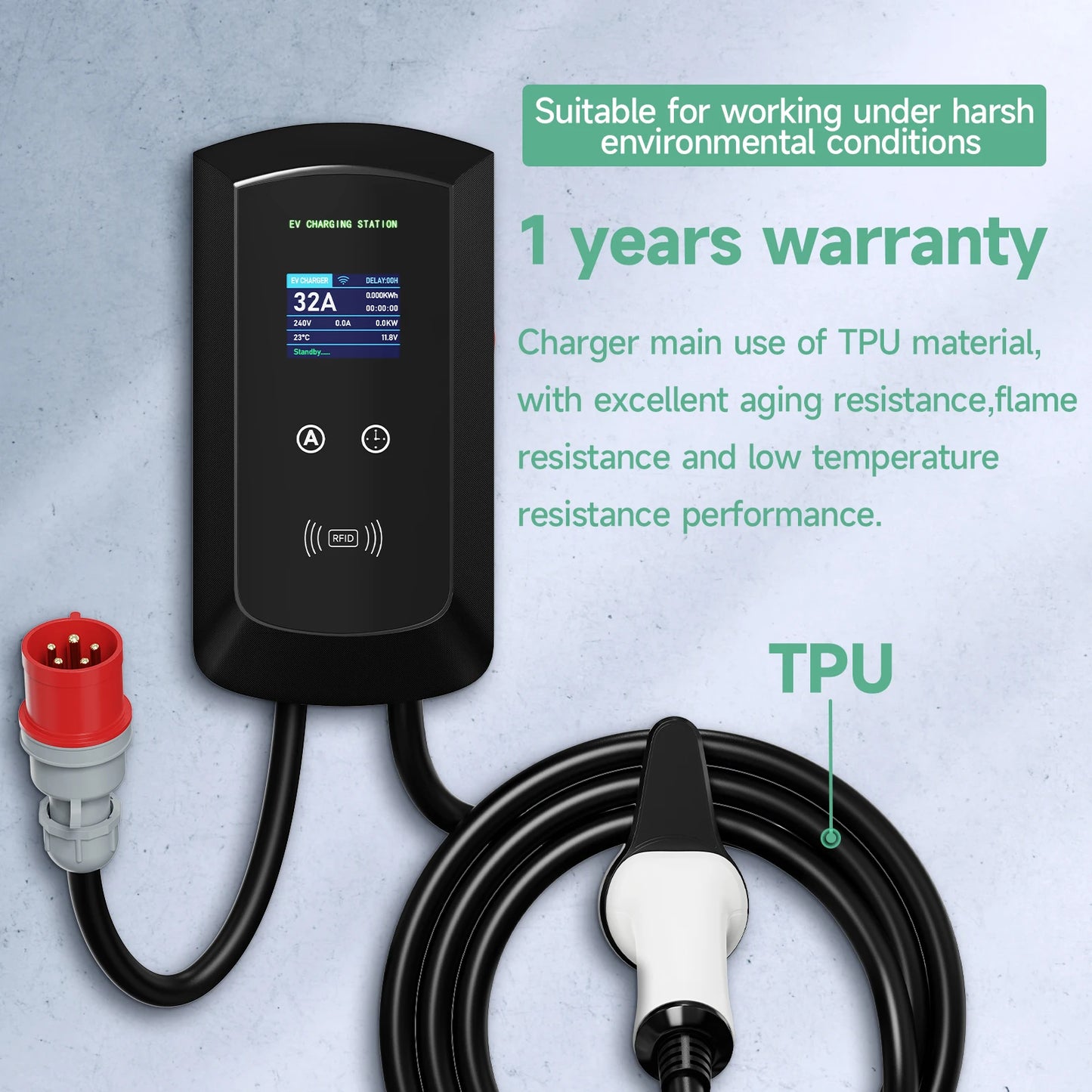 Puppyfc 7.6KW/11KW/22KW 3Phase EV Charging Station GBT 20234 Electric Car Charger EVSE Wallbox WiFi Bluetooth APP Remote Control