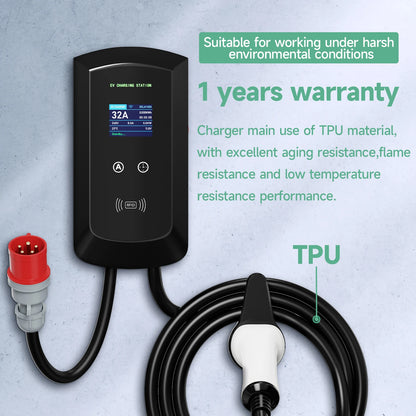 Puppyfc 7.6KW/11KW/22KW 3Phase EV Charging Station GBT 20234 Electric Car Charger EVSE Wallbox WiFi Bluetooth APP Remote Control