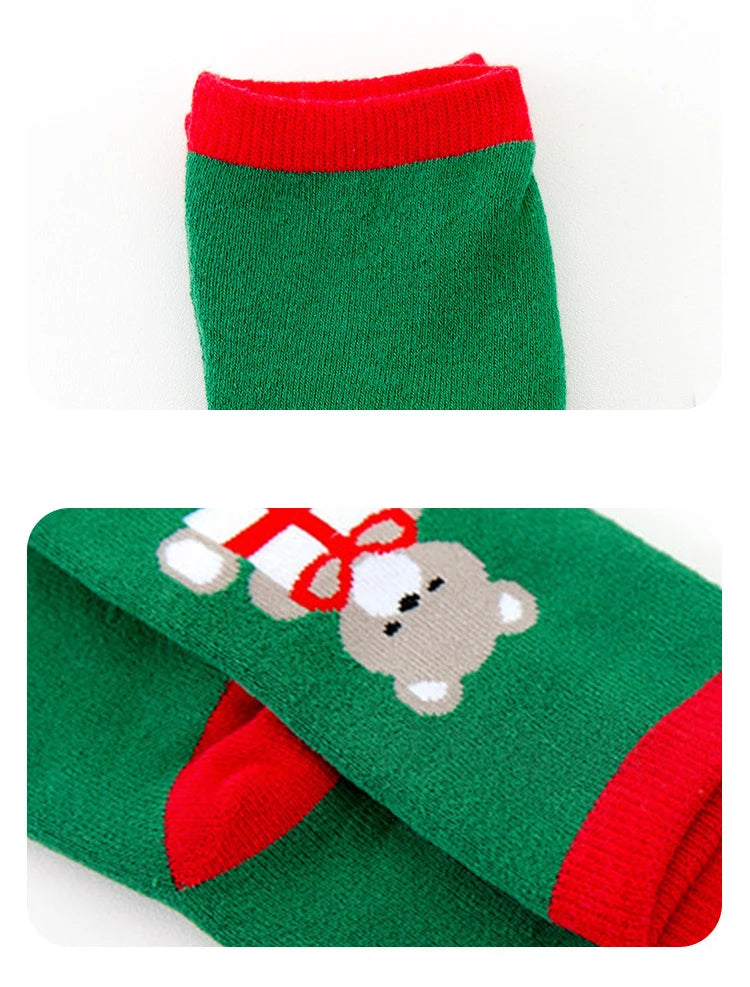 2022 Hot Children's Christmas Terry Socks Plush Thick Warm Omfortable Cartoon Santa Snowflake Baby Boys and Girls Med Tube Sock