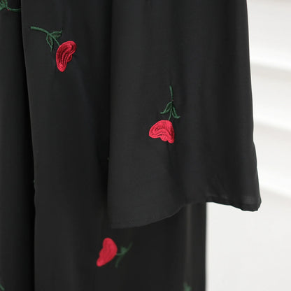 Eid Luxury Floral Embroidery Abaya Kimono Dubai Cardigan Muslim Party Dress Abayas for Women Turkish Islamic Clothes Kaftan Robe