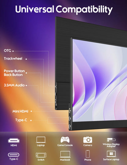 Amoudo 14 Inch Touch Portable Monitor 1920 X 1080P Second Screen FHD Lightweight Thin USB Type-C Mini HDMI Extend Screen