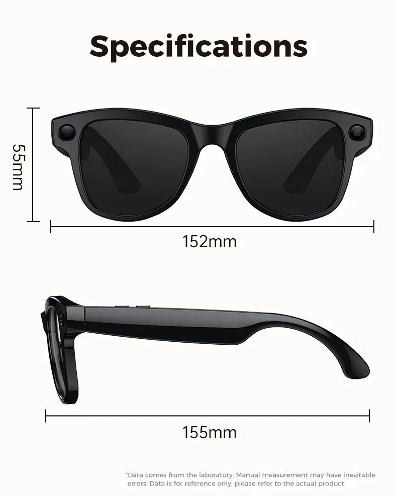 M02 AI Smart Glasses 8MP Camera Video Recording 100+Languages Translation Sunglasses Bluetooth Call Music Play with Charging Box