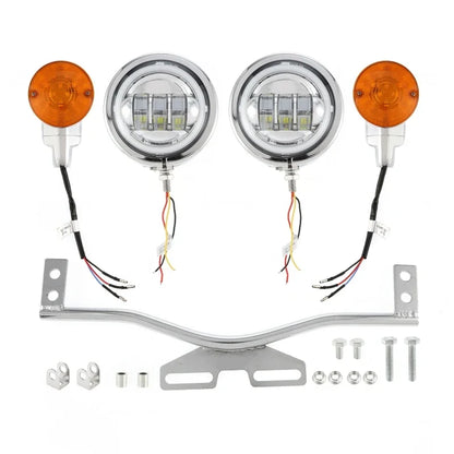 Motorcycle Driving Passing Spotlight Light Bar & Turn Signals Lamp Kit for Harley Davidson/Honda/Suzuki/Kawasaki