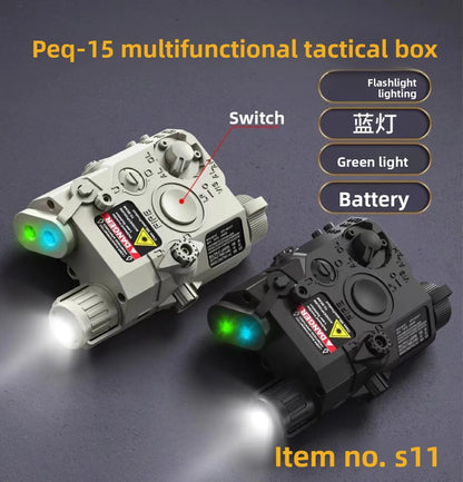 PEQ15 Multi-Functional Laser Box Tactical Flashlight: Fits 20mm Rail, for Toy Airsoft Guns, Hunting, CS & Wargame,indicator
