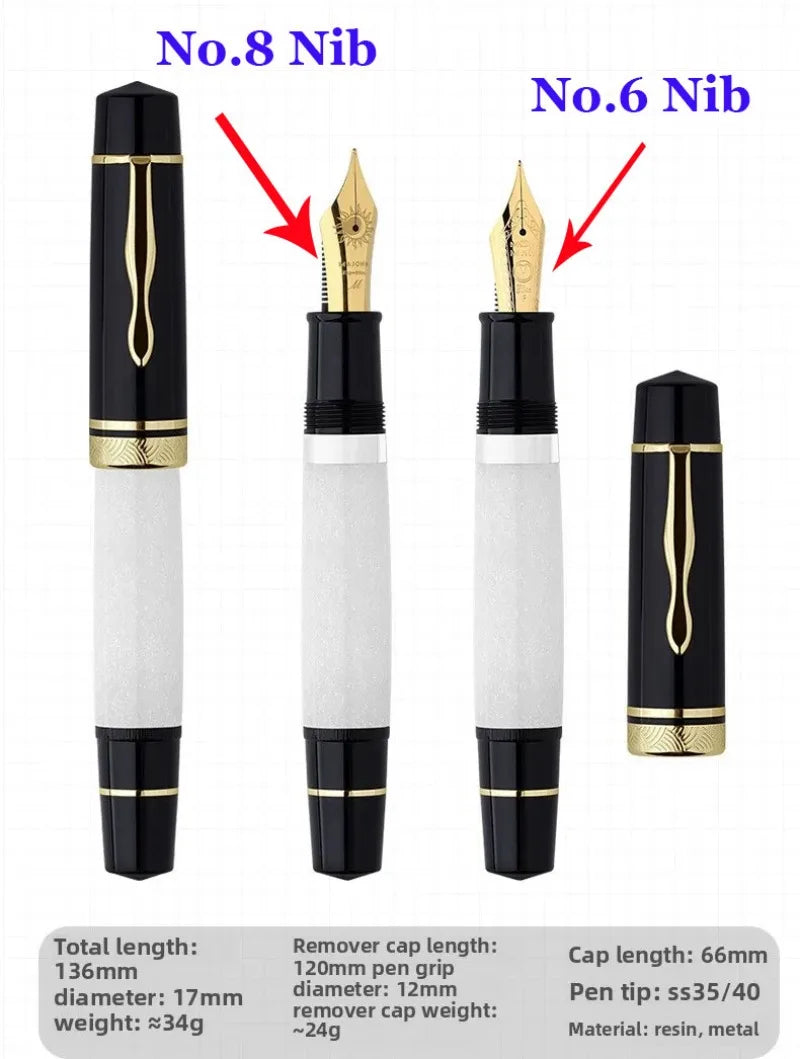 MAJOHN P139 High Quality Fountain Pen Piston Filler Resin Body Ebonite Feed Size 8 40 Nib Rotating Cap Postable Office Gift
