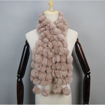 Women Winter Warm Real Rabbit Fur Scarf Hot Sale Natural Rabbit Fur Muffler 2025 Lady 100% Genuine Fur Scarves Wholesale Retail