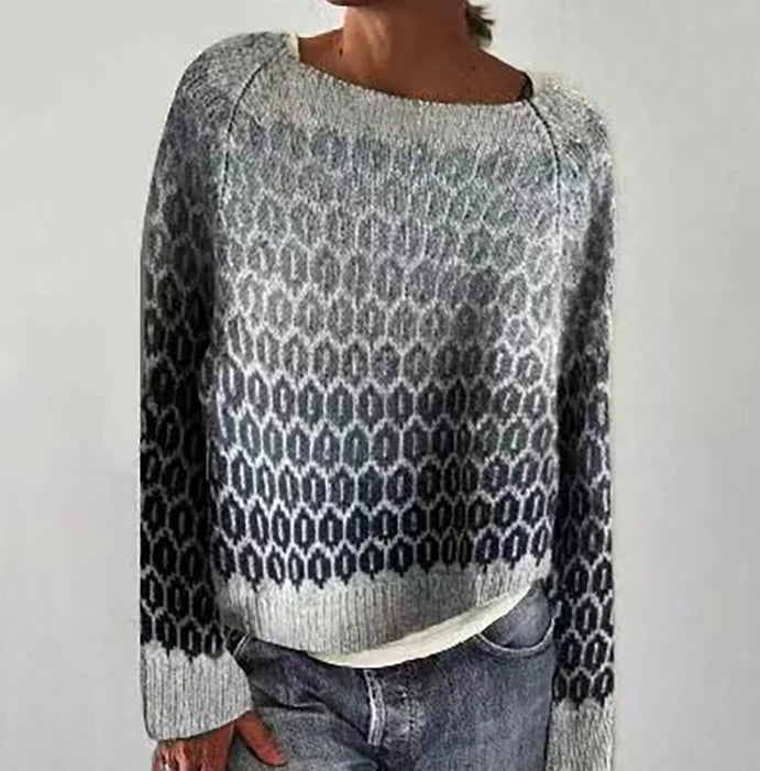 2025 Spring Knitted Women Sweater Print O-neck Long Sleeve Casual Loose Sweaters Female Winter Elegant Trendy Ladies Clothes