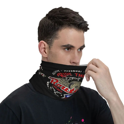 Custom Travel Motorcycle Ride Route 66 Bandana Winter Neck Warmer Windproof Wrap Face Scarf for Hiking Highways Gaiter Headband