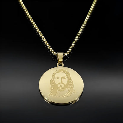 Christian God Jesus Medal Necklace for Women Men Stainless Steel Gold Silver Color Holy Pray Chain Jewelry colar masculino