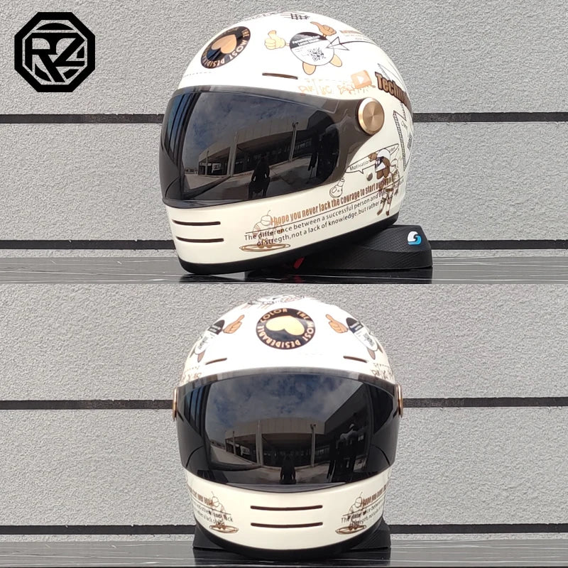 ORZ Retro full face motorcycle helmet - Classic design, suitable for both men and women, with safety protection certified by 806