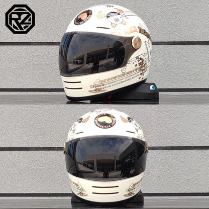 ORZ Retro full face motorcycle helmet - Classic design, suitable for both men and women, with safety protection certified by 806