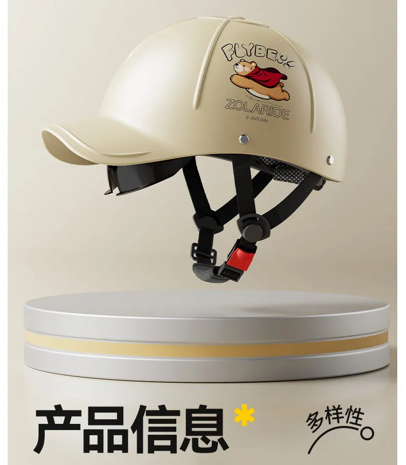 Breathable Summer Motorcycle Helmet 3C Certified Lightweight Baseball Cap Style Unisex Half Helmet