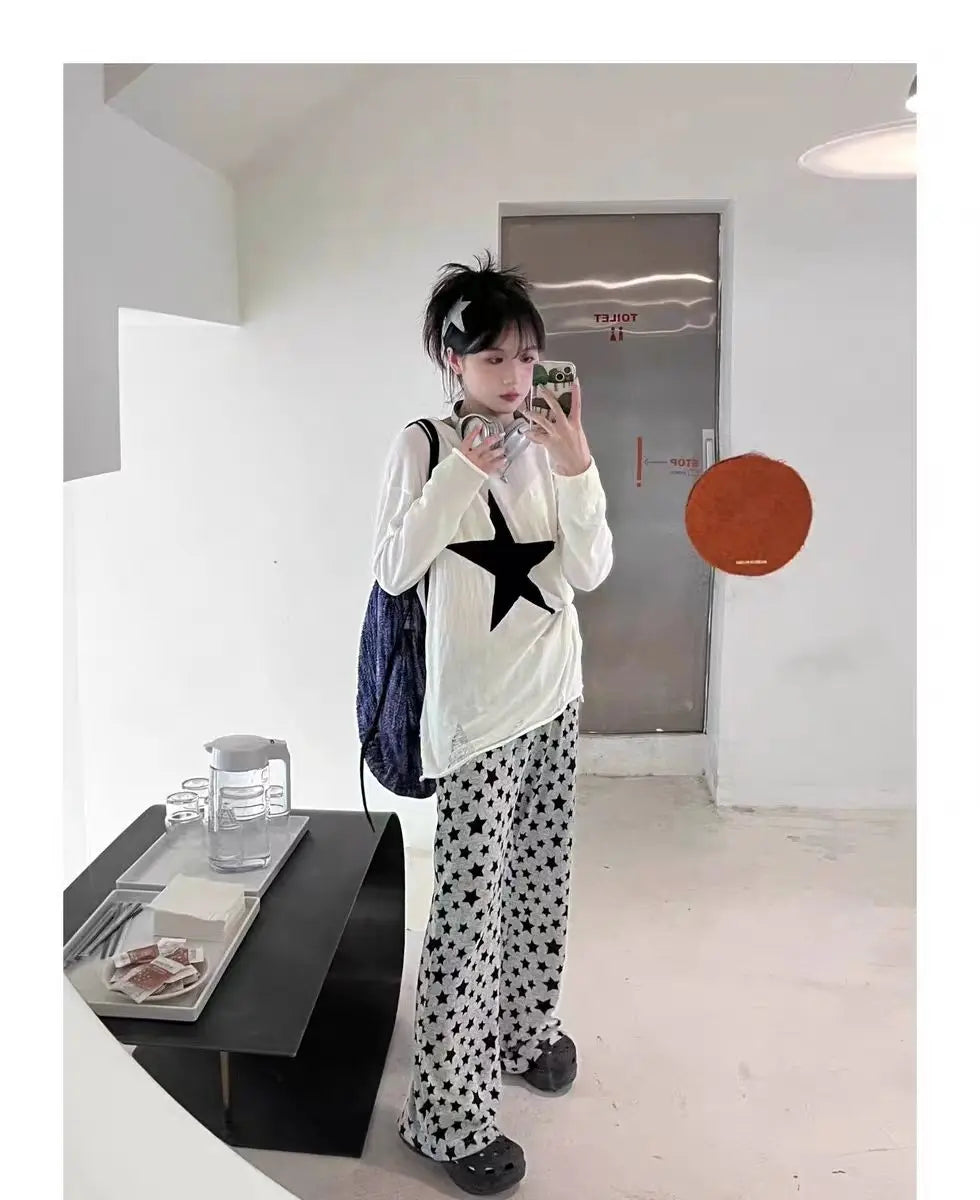 American Retro Flared Pants Women Summer High Waist Thin Full-Length High Street Hip-hop Casual Y2k Trousers Streetwear Female
