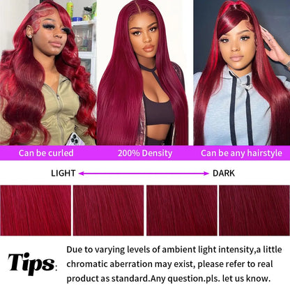 Body Wave Burgundy 99J Red Colored Human Hair Wigs 13x6 HD Lace Frontal Wig 99J Red 13x4 HD Lace Front Wig 100% Human Hair Wigs
