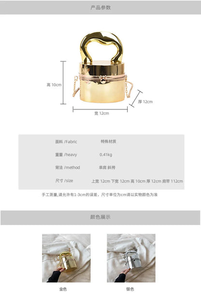 Gold Box Handbag Fashion Shiny Women Bag Party Evening High Quality Clutch Hand Bags For Women Metal Chain Messenger Purse