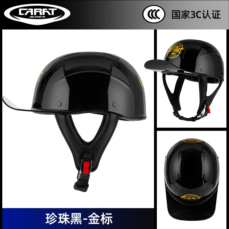 New retro summer motorcycle helmet motorcycle cruising half face helmet anti-collision men lightweight and breathable.