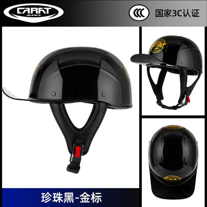 New retro summer motorcycle helmet motorcycle cruising half face helmet anti-collision men lightweight and breathable.