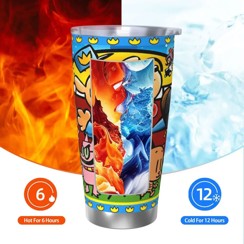 Dog Man Dogman Movie Comic Insulated Tumbler with Straws Cartoon Stainless Steel Thermal Mug Double Wall Car Bottle Cups, 20oz