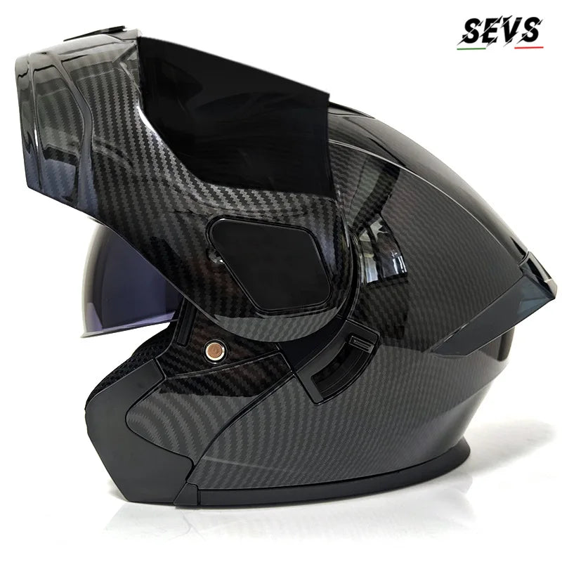 Small Modular Electric Motorcycle Helmet Bluetooth Dual Visor Helmet with Large Rear Wing 3C DOT Certified Safety Gear