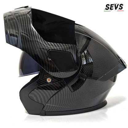 Small Modular Electric Motorcycle Helmet Bluetooth Dual Visor Helmet with Large Rear Wing 3C DOT Certified Safety Gear