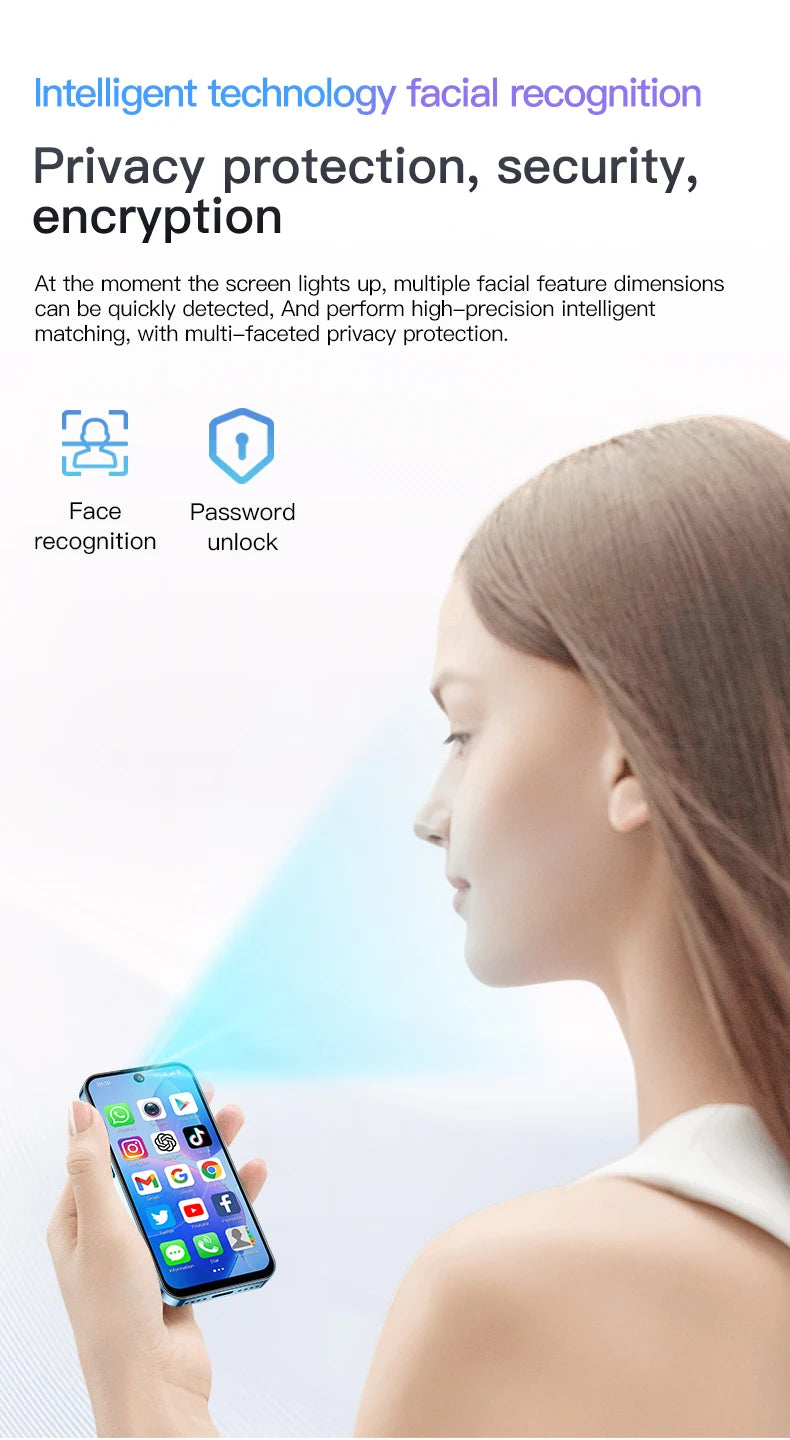 SOYES XS19 3.88" Mini Smartphone 2GB RAM 16GB ROM Android10.0 Face Recognition Unlock 3G Small Mobile Phone