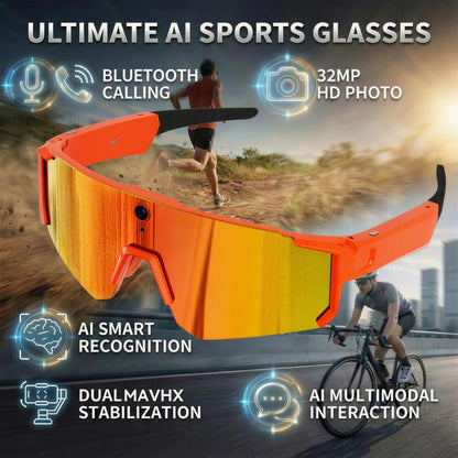 Smart Video Sunglasses 1200P 30fps Action Camera 32GB WiFi App Transfer Dual Anti-Shake AI Object Identify Fast Charge Glasses