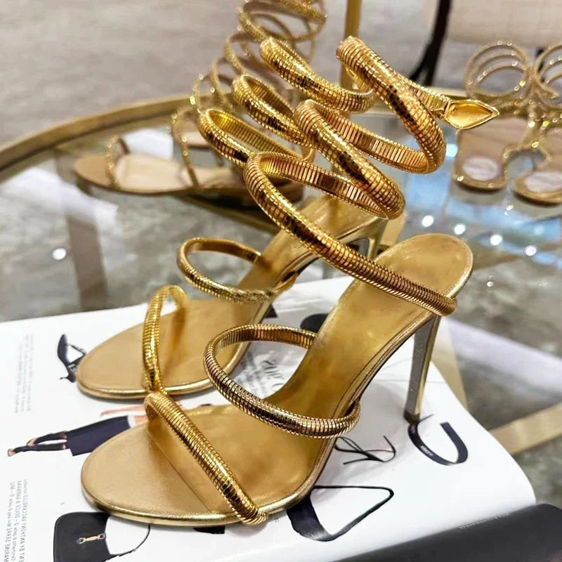 Aneikeh Sexy Crystal Ankle Strap Heels Sandals Women Summer Street Style Open Toe Thin High Heels Party Banquet Prom Luxury Shoe