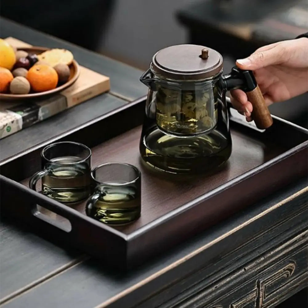 Creative Tea separation Glass Teapot 650ML Heat Resistant Lazy Kungfu Drip Teapot Transparent Press Control