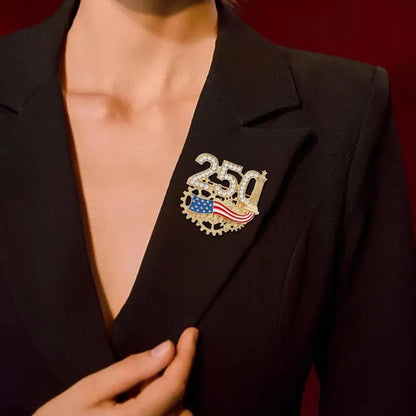 USA 250th Anniversary Brooch Rhinestone 250 Flag Pin Alloy Badge For Independence Day Patriotic Gift Decorative Clothes