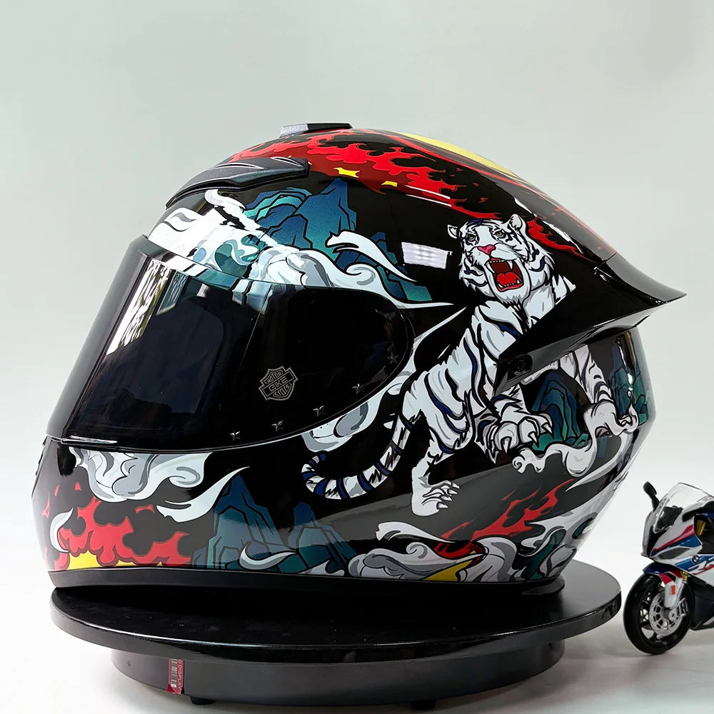 New Vintage Motorcycle Helmet Unisex Full Face Fog Proof Customizable Full Coverage Karting Helmet for Men And Women